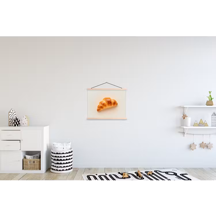 Croissant - Brood - Beige textielposter latten blank klein -kinderkamer