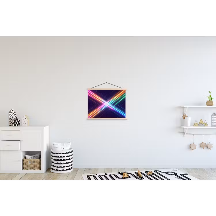Kruisen - Lasterstralen - Neon textielposter latten blank klein -kinderkamer