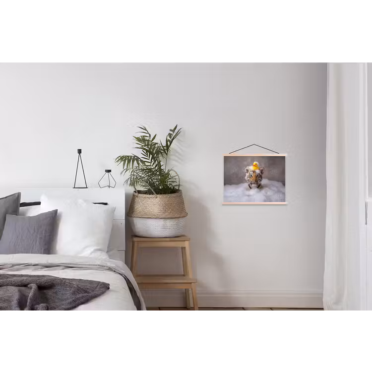 Welpje - Bad - Geel textielposter latten blank klein -woonkamer