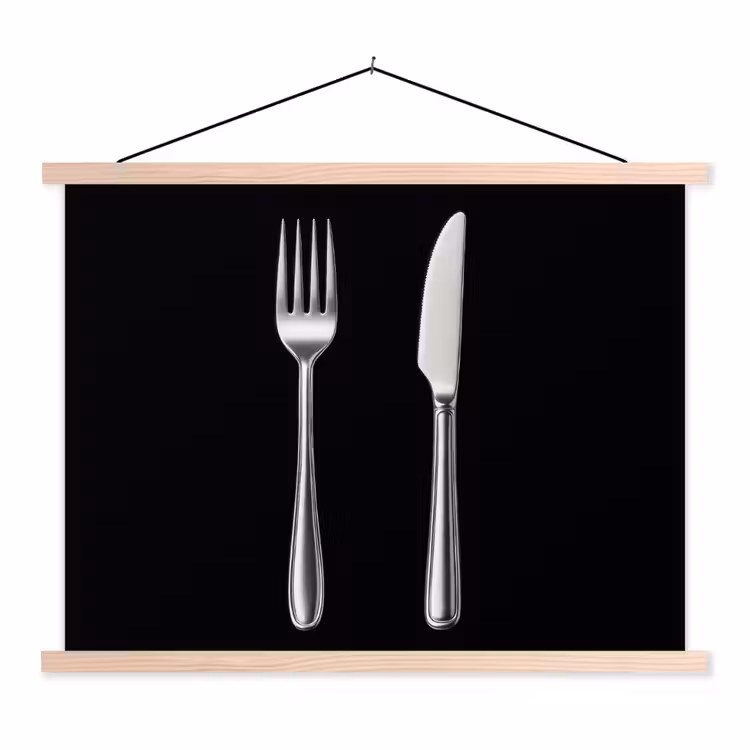 Bestek - Klassiek - Elegant textielposter latten blank klein -3d