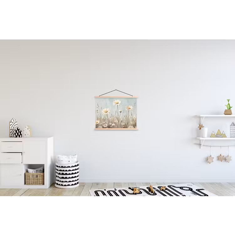 Madelief - Illustratie - Wit textielposter latten blank klein -kinderkamer