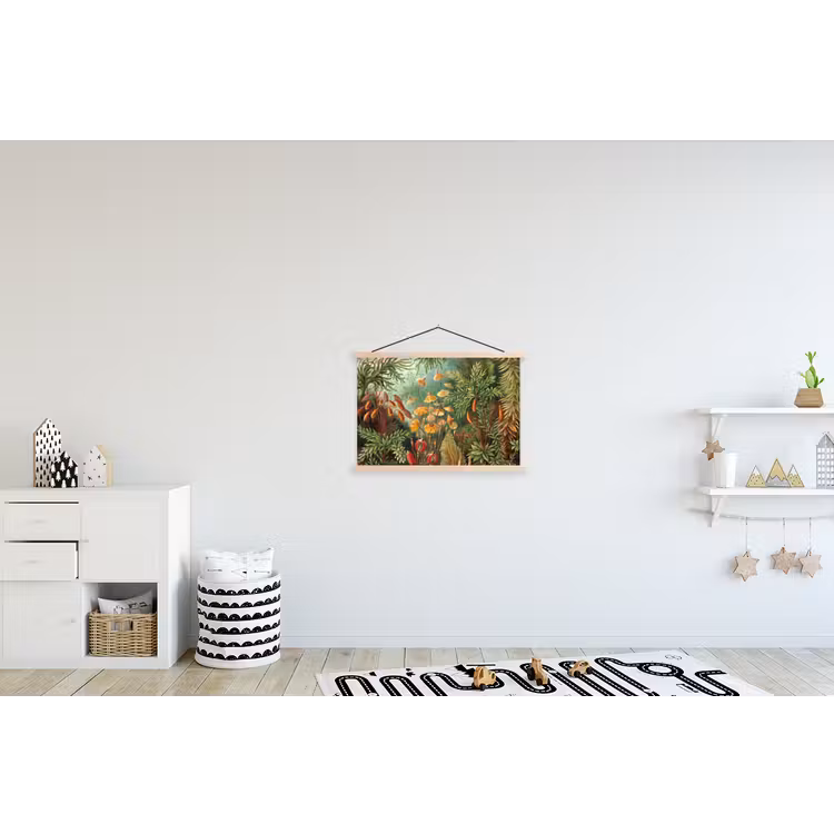 Design - Natuur - Paddenstoelen - Ernst Haeckel textielposter latten blank klein -kinderkamer