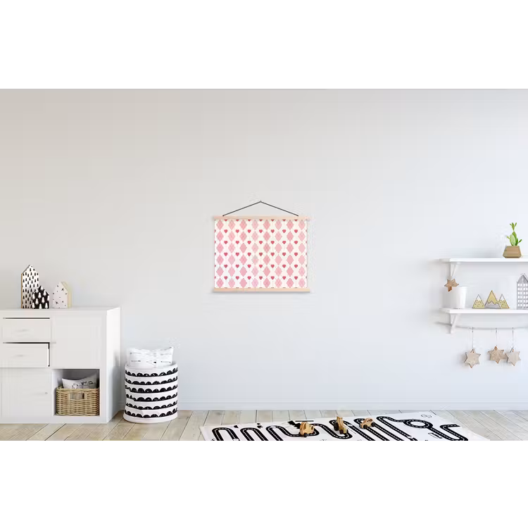 Ruiten - Klassiek - Roze - Wit textielposter latten blank klein 122 -kinderkamer