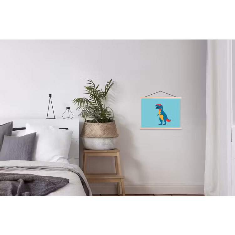 Dinosaurus - Blauw - Zonnebril textielposter latten blank klein -woonkamer