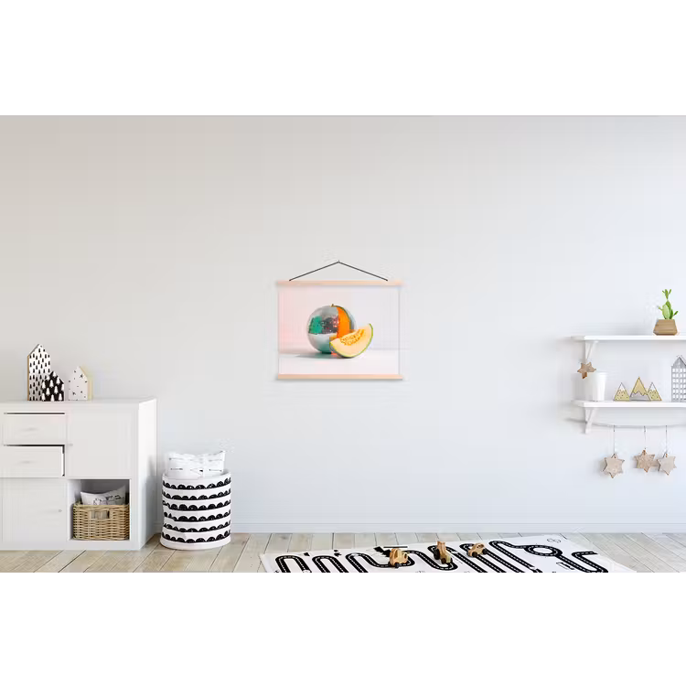 Disco - Discobal - Meloen - Pastel textielposter latten blank klein -kinderkamer