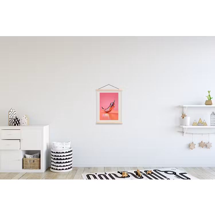 Disco - Peper - Roze textielposter latten blank klein -kinderkamer