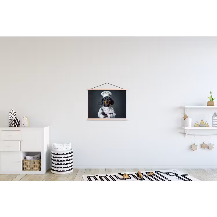 Hond - Garde - Kok textielposter latten blank klein -kinderkamer