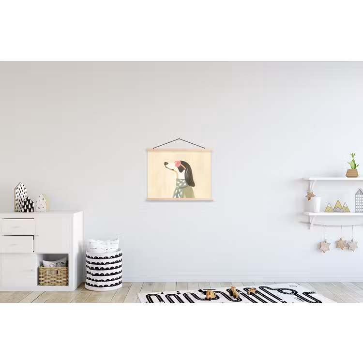 Hond - Zonnebril - Sjaal textielposter latten blank klein -kinderkamer