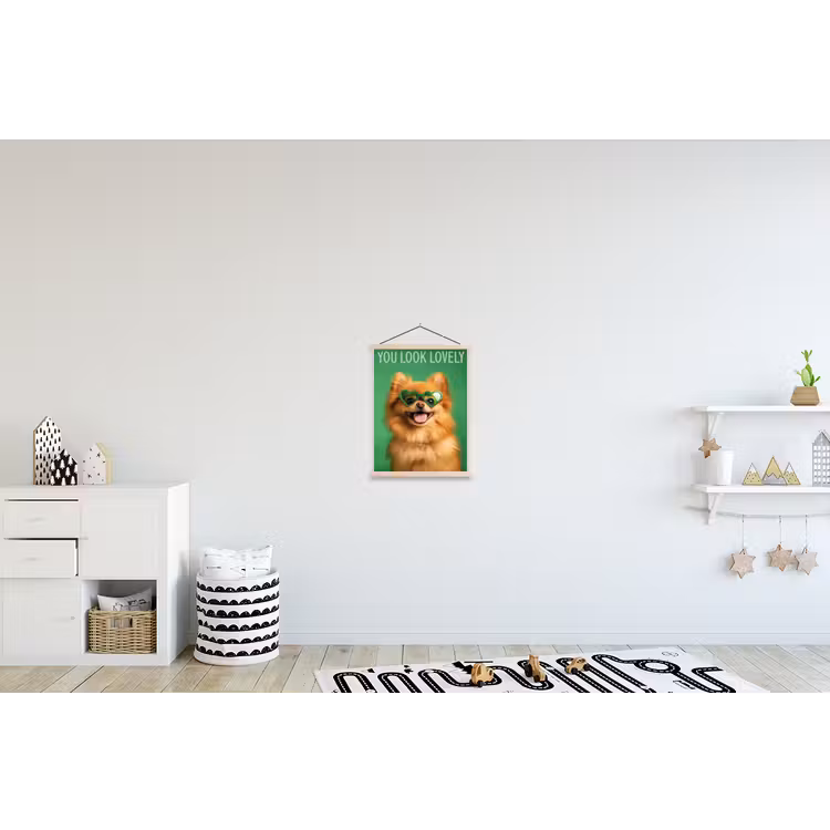 Hond - Zonnebril - Valentijn - Love textielposter latten blank klein -kinderkamer