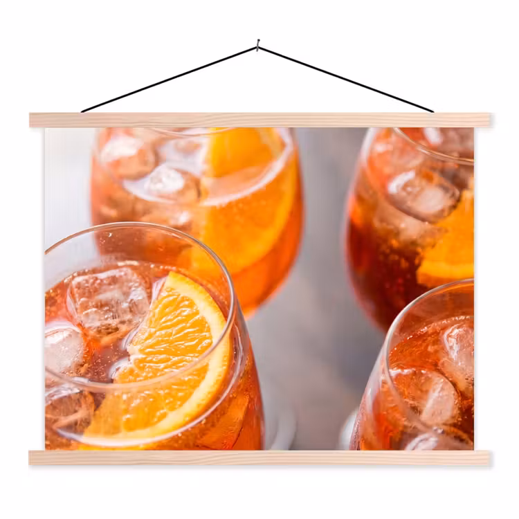 Drank - Sinaasappel - IJs - Zomer - Oranje textielposter latten blank klein -3d