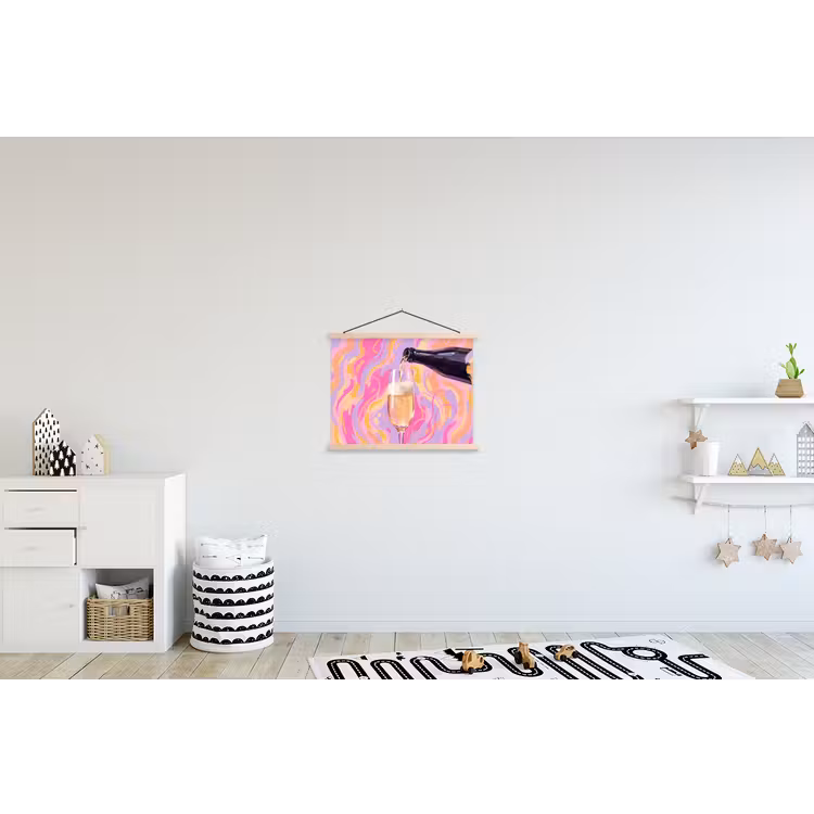 Drank - Inschenken - Feest - Abstract - Roze textielposter latten blank klein -kinderkamer