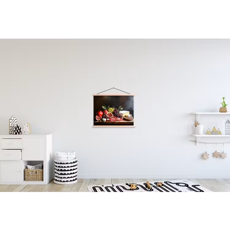 Borrelplank - Stilleven - Vintage textielposter latten blank klein -kinderkamer