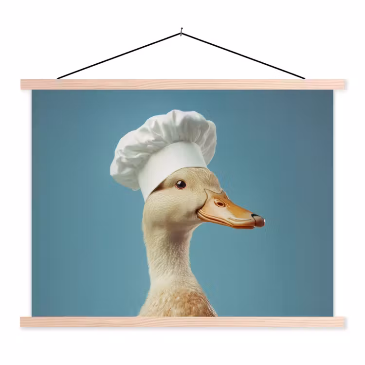 Eend - Koksmuts - Cute - Vogel textielposter latten blank klein -3d