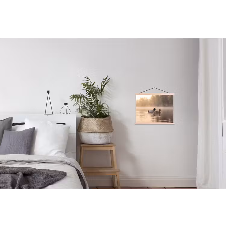 Eenden - Water - Mist - Natuur textielposter latten blank klein -woonkamer