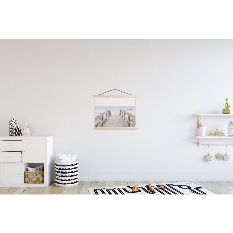 Duinen - Vlonder - Oceaan textielposter latten blank klein -kinderkamer
