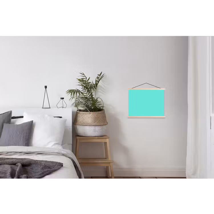 Electric - Cyan - Turkoois textielposter latten blank klein 122 -woonkamer