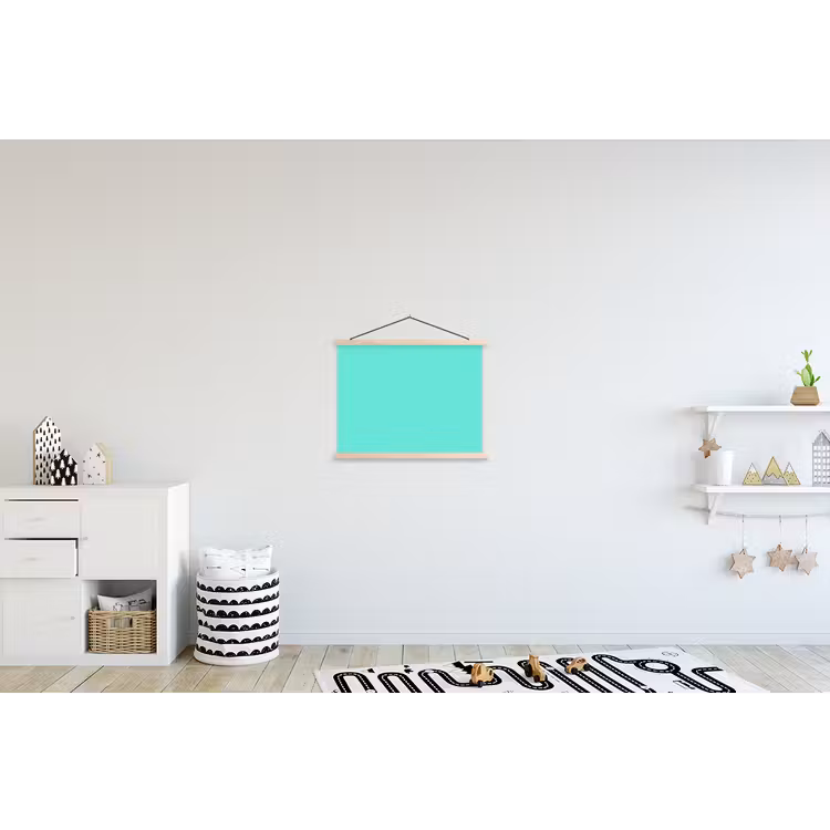 Electric - Cyan - Turkoois textielposter latten blank klein 122 -kinderkamer