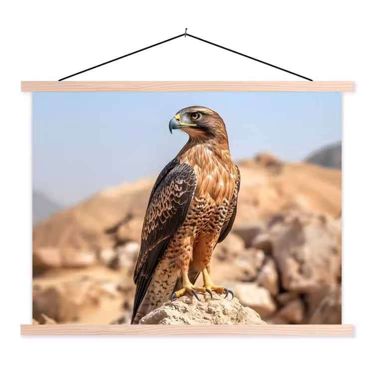 Valk - Vogel - Rots - Macht textielposter latten blank klein -3d