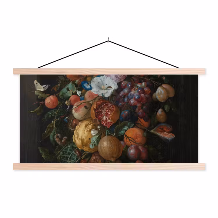 Festoen van vruchten en bloemen - Schilderij van Jan Davidsz. de Heem textielposter latten blank klein -3d