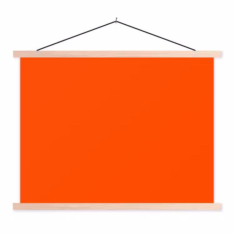 Fiery - Tangerine - Oranje textielposter latten blank klein 122 -3d