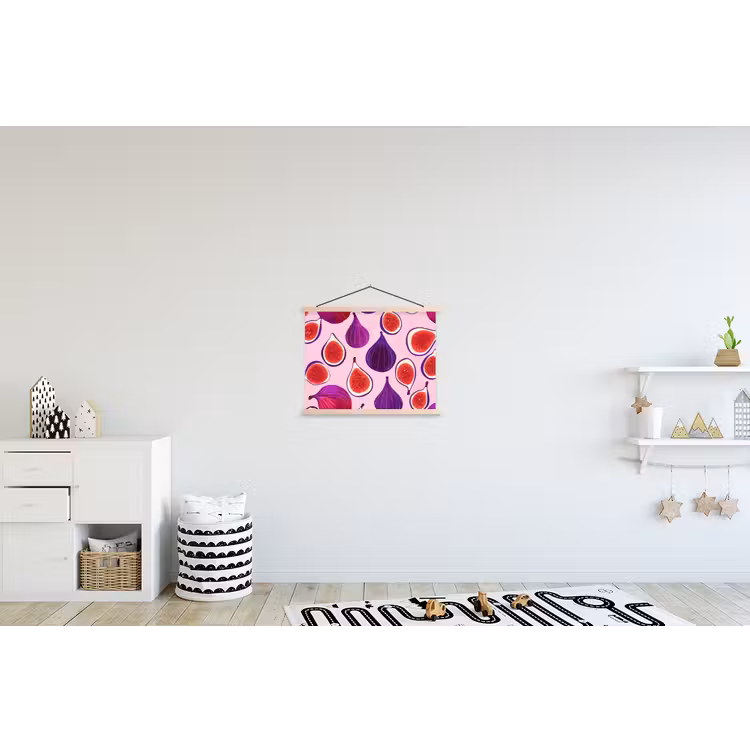 Vijgen - Roze - Paars textielposter latten blank klein -kinderkamer