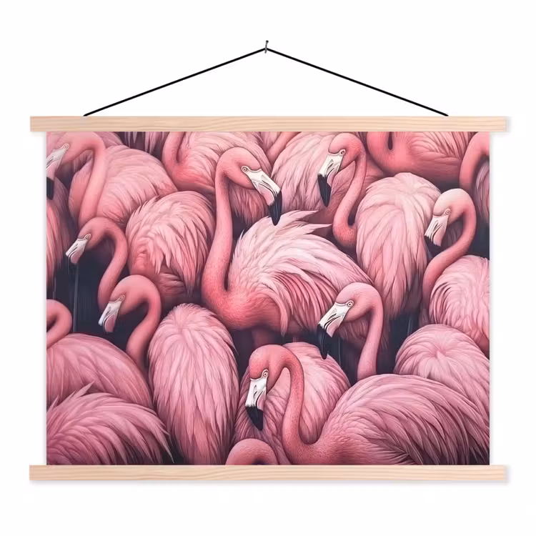 Flamingo - Roze - Dieren textielposter latten blank klein -3d