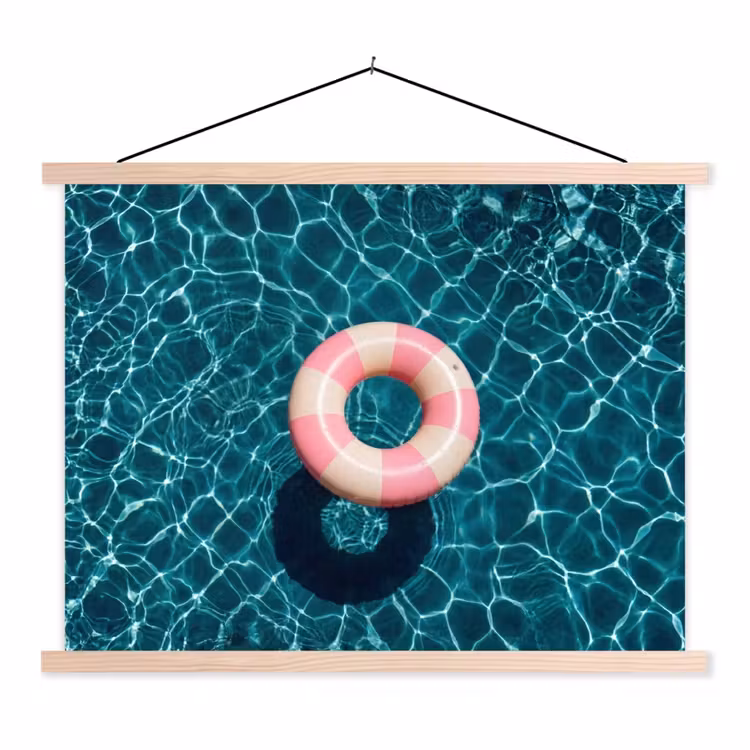 Drijvend - Zwemband - Water textielposter latten blank klein -3d