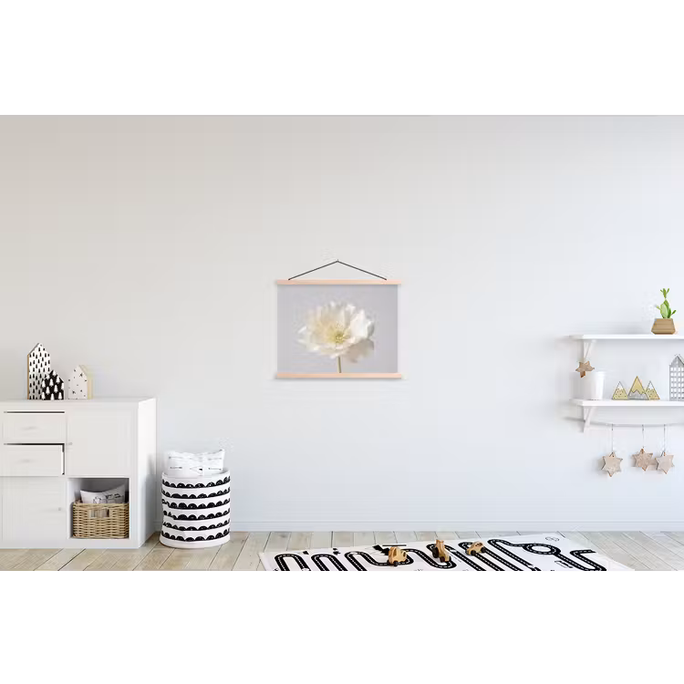 Bloem - Minimalistisch -Wit textielposter latten blank klein -kinderkamer