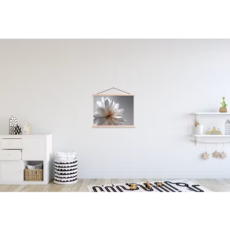 Bloem - Wit - Neutraal textielposter latten blank klein -kinderkamer