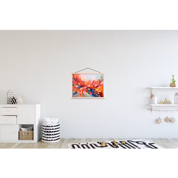 Bloemen - Abstract - Kunst - Modern textielposter latten blank klein -kinderkamer