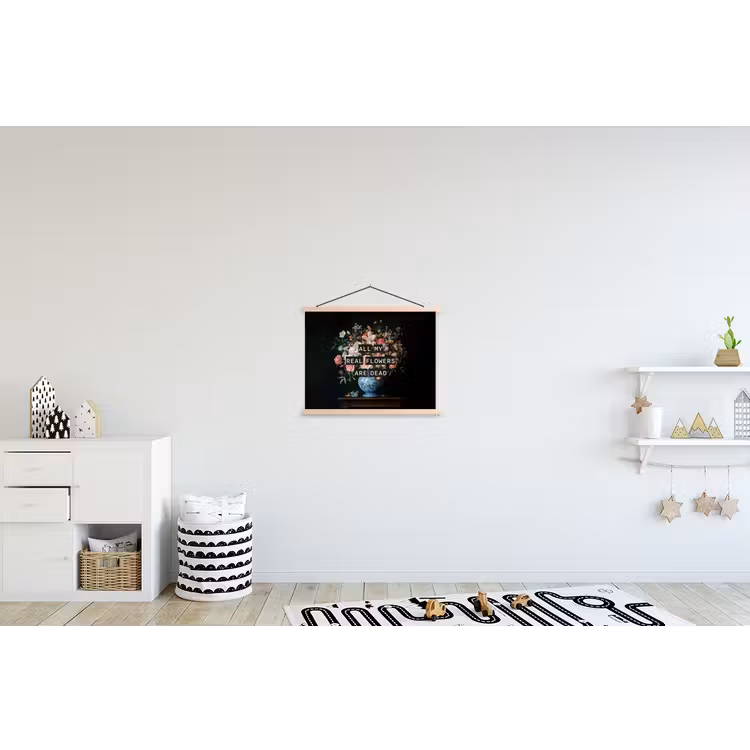Bloemen - Art - Pastel - Quotes textielposter latten blank klein -kinderkamer