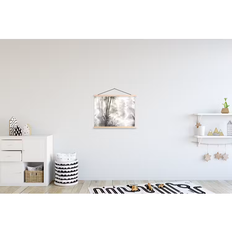 Bloemen - Knop - Tuin - Illustratie - Wit textielposter latten blank klein -kinderkamer