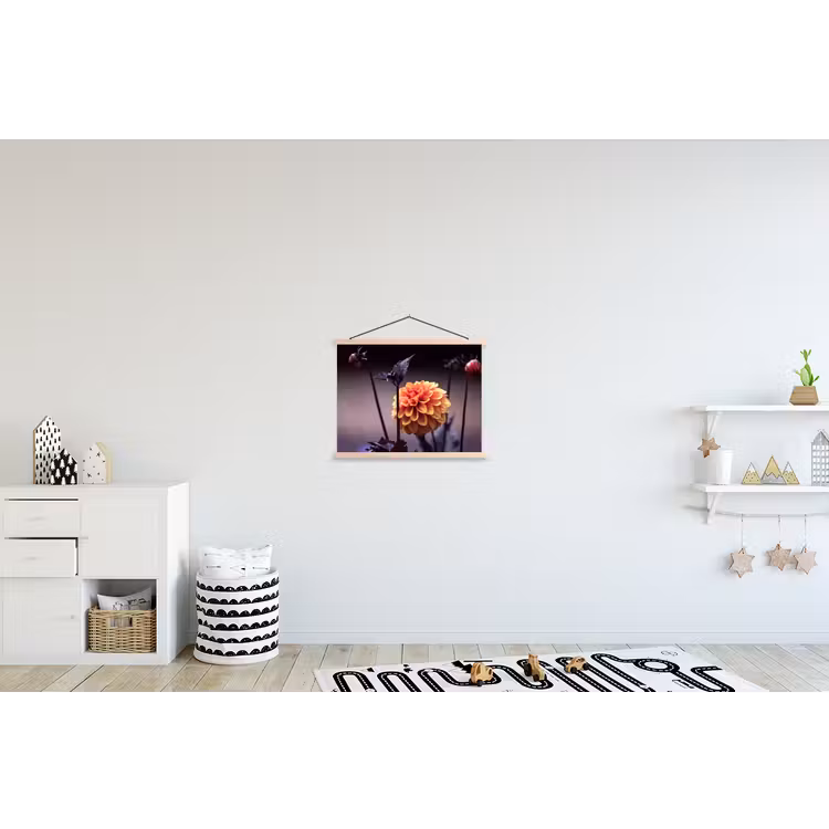 Bloemen - Chrysant - Macro - Planten textielposter latten blank klein -kinderkamer