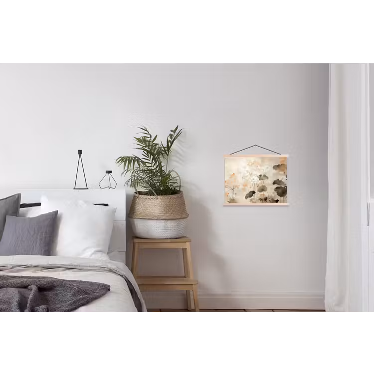 Bloemen - Japandi - Wabi sabi textielposter latten blank klein -woonkamer