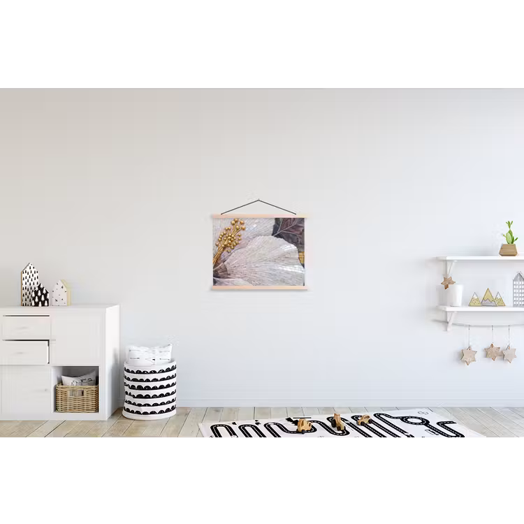 Bloemen - Mozaïek - Kunst - Modern - Goud textielposter latten blank klein -kinderkamer