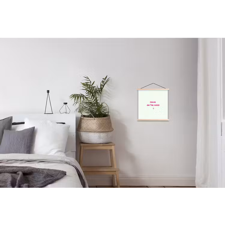 Focus - Beige - Roze - Smiley textielposter latten blank klein -woonkamer