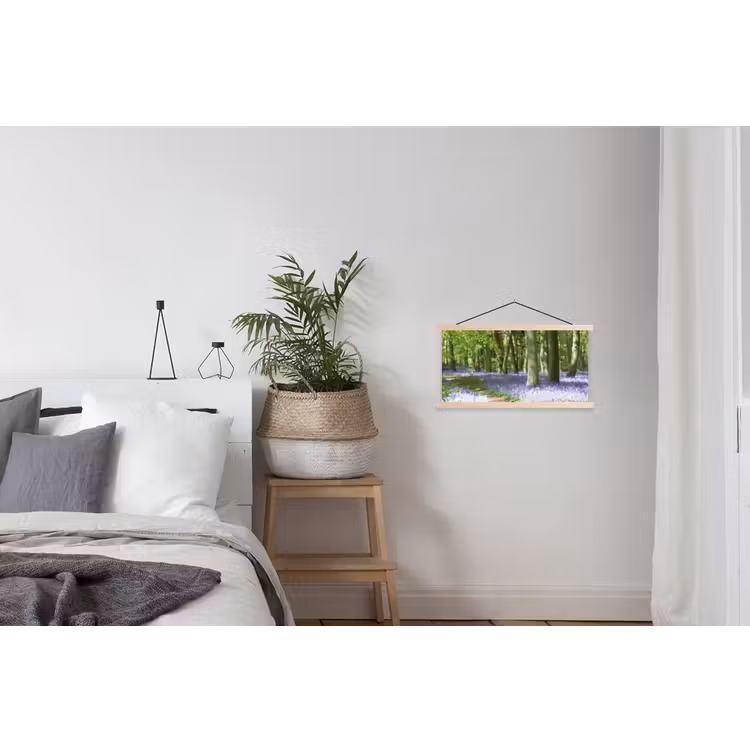 Bos - Pad - Bloemen - Paars - Groen - Natuur textielposter latten blank klein -woonkamer