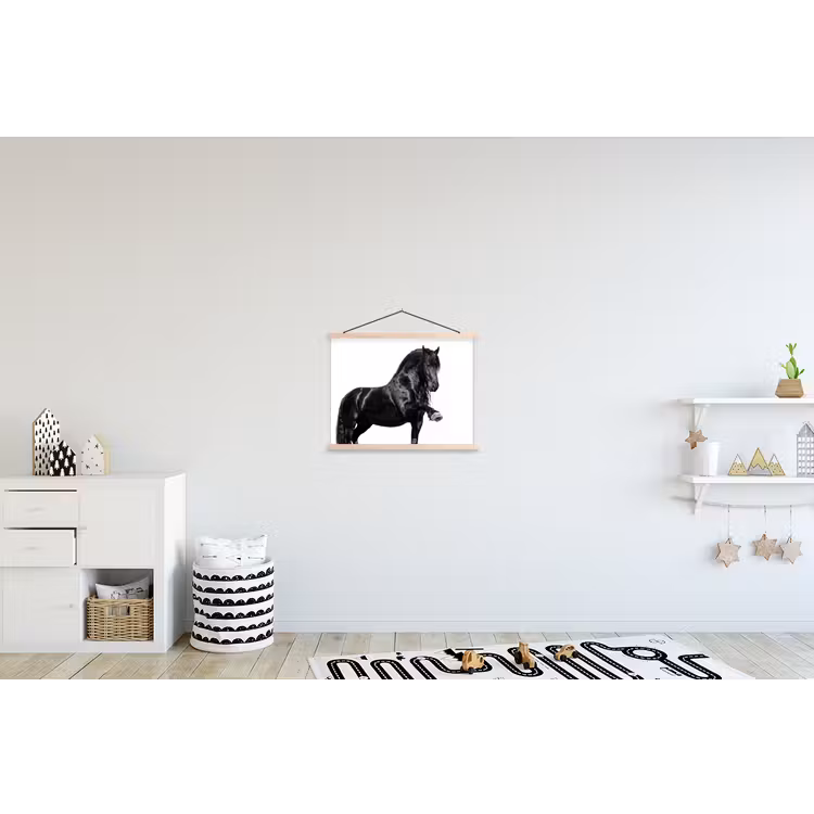 Fries - Hengst - Modern textielposter latten blank klein -kinderkamer