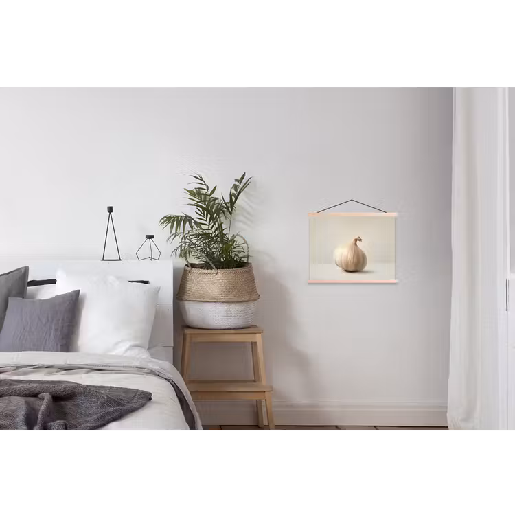 Knoflook - Natuurlijk - Beige textielposter latten blank klein -woonkamer