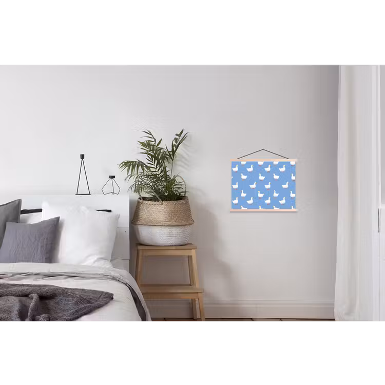 Ganzen - Elegant - Blauw textielposter latten blank klein 122 -woonkamer