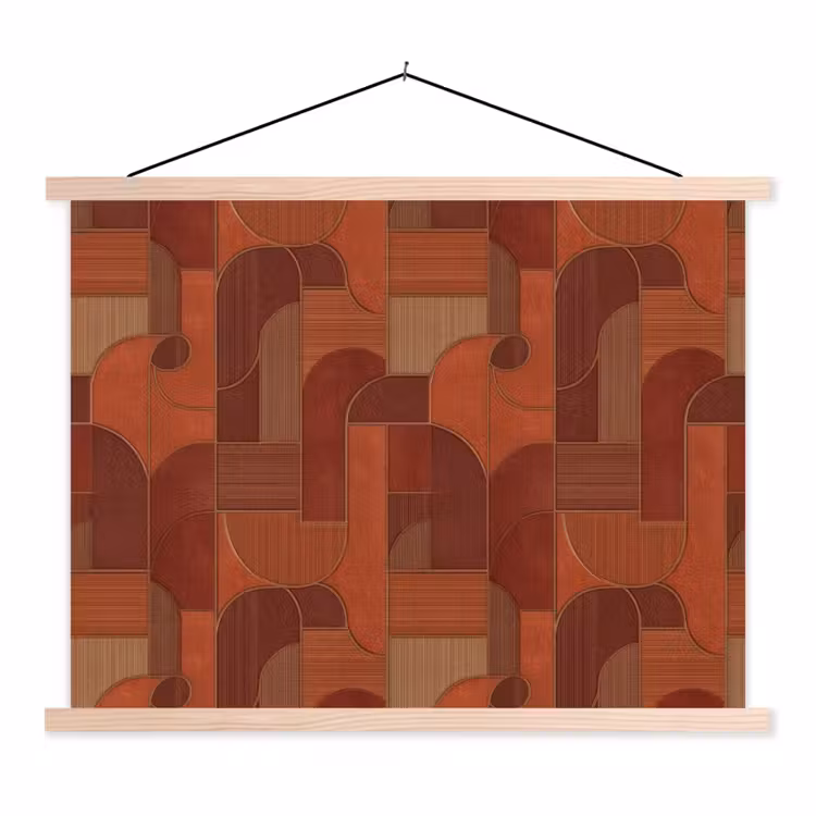 Geometrisch - Abstract - Textuur - Bruin textielposter latten blank klein 122 -3d