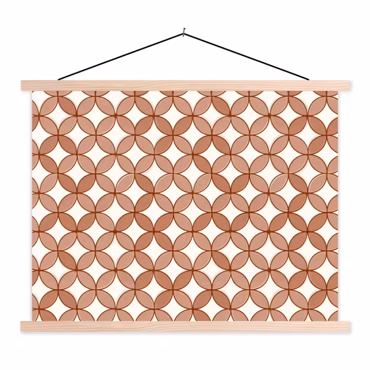 Geometrisch - Cirkels - Modern - Terracotta textielposter latten blank klein 122 -3d