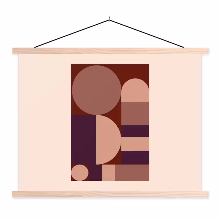 Geometrisch - Cirkels - Rood textielposter latten blank klein -3d