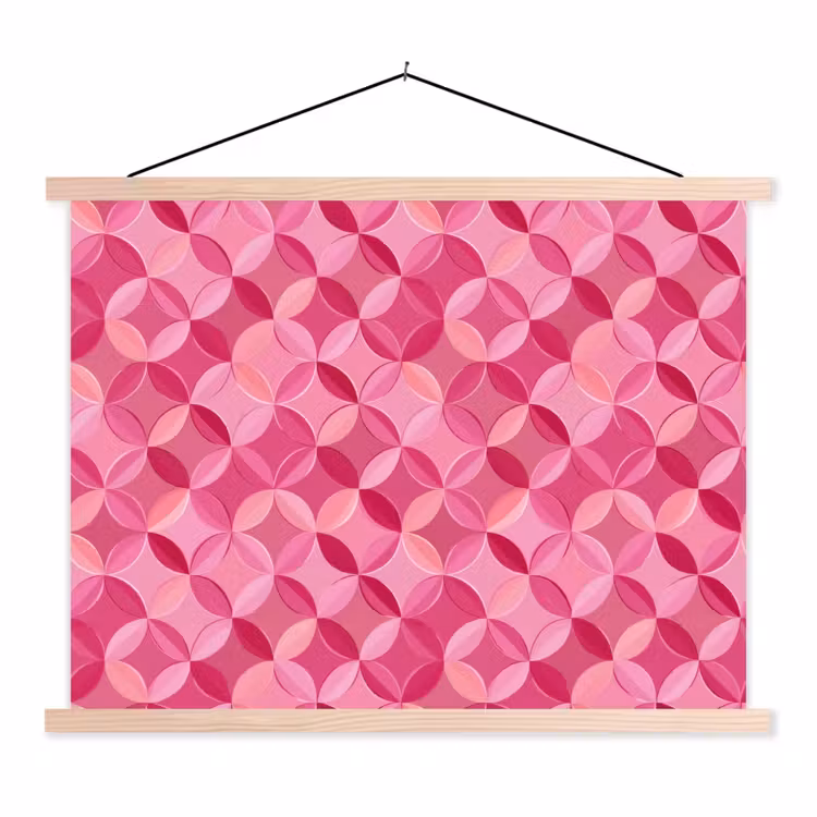 Geometrisch - Mozaïek - Modern - Roze textielposter latten blank klein 122 -3d