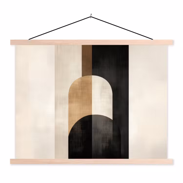 Geometrische - Vormen - Wit textielposter latten blank klein -3d