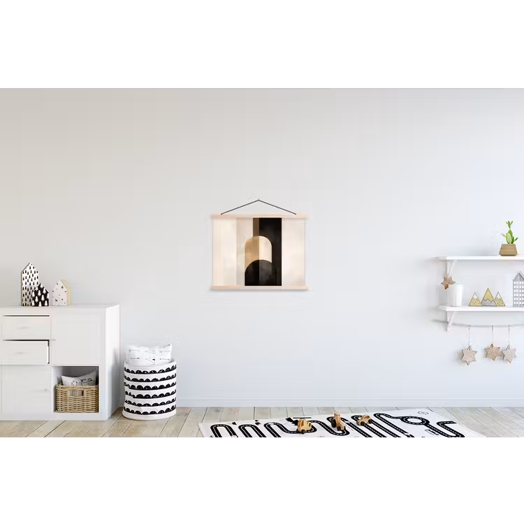 Geometrische - Vormen - Wit textielposter latten blank klein -kinderkamer