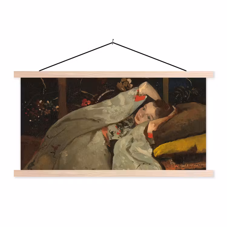 Meisje in witte kimono - Schilderij van George Hendrik Breitner textielposter latten blank klein -3d