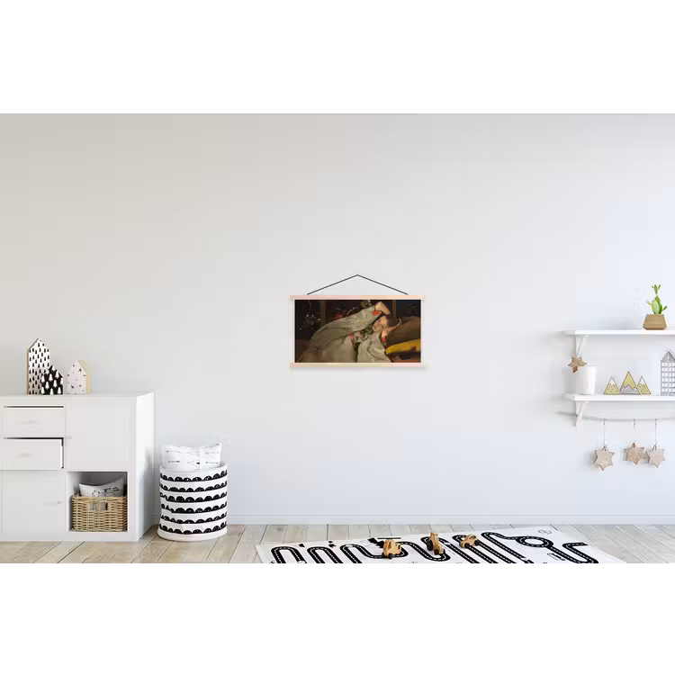 Meisje in witte kimono - Schilderij van George Hendrik Breitner textielposter latten blank klein -kinderkamer