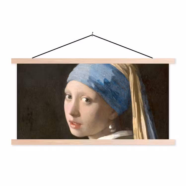 Meisje met de Parel - Schilderij van Johannes Vermeer textielposter latten blank klein -3d