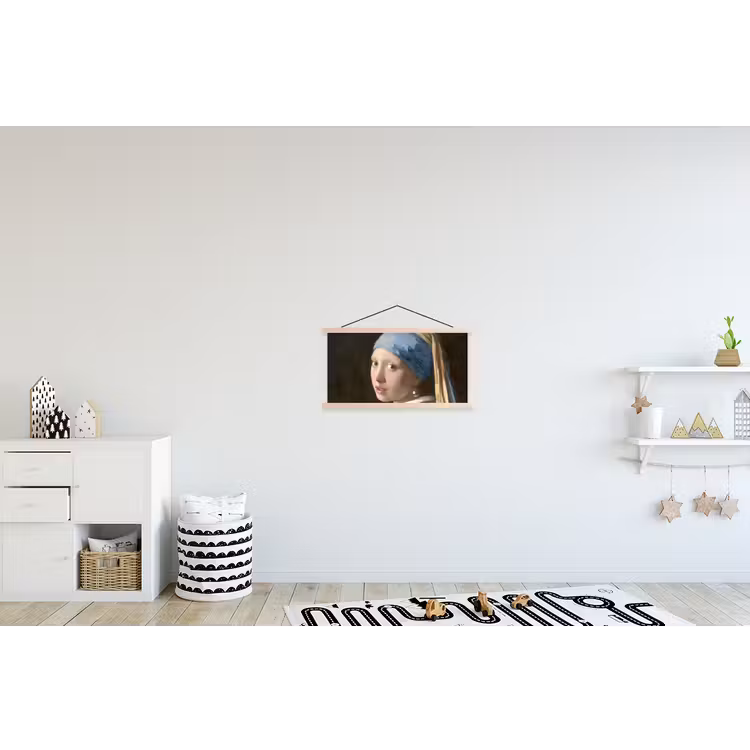 Meisje met de Parel - Schilderij van Johannes Vermeer textielposter latten blank klein -kinderkamer